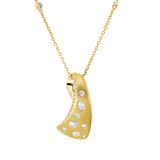 Collier 18 kt GG, 1 Tropfen 0,08 ct, 1 Oval 0,08 ct, 1 Nav. 0,08 ct, 25 Brill. 0,24 ct, TW-si