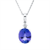Collier 18 kt WG, mit ZÖ 40 cm + 43 cm, 5 Brill. 0,20 ct, TW-si, 1 Tansanit 4,91 ct blau