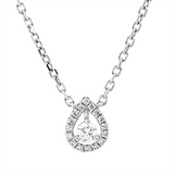 Collier 18 kt WG, mit ZÖ 40 cm + 43 cm, 1 Brill. 0,11 ct, W-pi, 16 Brill. 0,08 ct, J-vsi/si