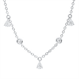 Collier 18 kt WG, 5 Tropfen 0,66 ct, TW-vsi, 6 Brill. 0,34 ct, TW-si
