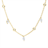 Collier 18 kt GG, 5 Nav. 0,92 ct, TW-vsi, 6 Brill. 0,28 ct, TW-si