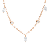 Collier 18 kt RG, 5 Nav. 0,91 ct, TW-vsi, 6 Brill. 0,28 ct, TW-si