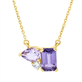 Collier 18 kt GG, 1 Brill. 0,05 ct, TW-si, 1 Amethyst 0,24 ct lila, 1 Amethyst 0,68 ct lila