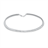 Collier 18 kt WG, mit ZÖ 30,5 cm, 55 Brill. 4,12 ct, F-si, 110 Brill. 1,30 ct, F-si