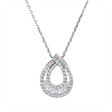 Collier 14 kt RG+WG, 2 Brill. 0,05 ct, F-si, 5 Brill. 0,17 ct, F-si, 50 Brill. 0,41 ct, F-si
