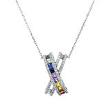 Collier 18 kt WG, 72 Brill. 0,53 ct, F-si, 10 Saphire 1,00 ct multicolor