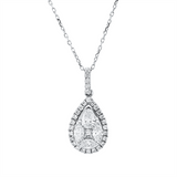 Collier 18 kt WG, 4 Fant-Schl. 0,52 ct, F-vsi, 1 Princ. 0,32 ct, F-vsi, 29 Brill. 0,32 ct, F-si