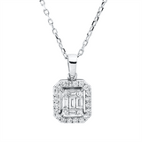 Collier 14 kt WG, mit ZÖ 40,6 cm, 2 Bag. 0,02 ct, F-vsi, 3 Bag. 0,09 ct, F-vsi, 24 Brill. 0,15 ct, F-si