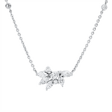Collier 18 kt WG, 5 Nav. 0,80 ct, F-vsi, 1 Tropfen 0,18 ct, F-vsi, 6 Brill. 0,31 ct, F-si