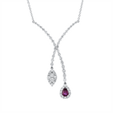 Collier 18 kt WG, mit ZÖ 40,6 cm, 58 Brill. 1,59 ct, TW-si, 1 Rubin 0,44 ct rot