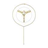 Collier 14 kt GG, 1 Oval 0,39 ct, W-si/pi, 1 Tropfen 0,70 ct, W-si/pi, 241 Brill. 4,77 ct, W-si/pi