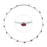 Collier 18 kt WG, 161 Brill. 2,93 ct, TW-vsi/si, 17 Rubine 10,15 ct rot