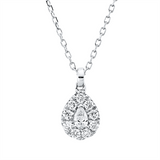 Collier 18 kt WG, mit ZÖ 40 cm, 1 Tropfen 0,06 ct, TW-vsi, 9 Brill. 0,13 ct, TW-si