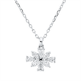 Collier 18 kt WG, mit ZÖ 40 cm, 4 Nav. 0,15 ct, TW-vsi, 4 Tropfen 0,19 ct, TW-vsi