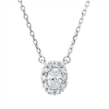 Collier 18 kt WG, mit ZÖ 40 cm, 1 Oval 0,20 ct, TW-vsi, 10 Brill. 0,15 ct, TW-si