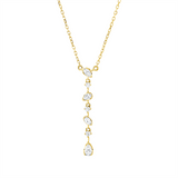 Collier 18 kt GG, ZÖ, 1 Nav. 0,04 ct, TW-vsi, 3 Tropfen 0,15 ct, TW-vsi, 3 Brill. 0,05 ct, TW-si