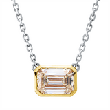 Collier 950 Pt GP, mit ZÖ 40,6 cm, 1 Sm.schliff 1,02 ct, gelb-si, 2 Brill. 0,12 ct, TW-si