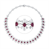 Collier 18 kt WG, 36 Nav. 2,54 ct, F-vvs/vs, 194 Tropfen 17,88 ct, F-vvs/vs, 25 Rubine 10,55 ct rot
