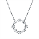 Collier 18 kt WG, mit ZÖ 40.6 cm + 45.7 cm, 4 Brill. 0,18 ct, TW-pi, 4 Nav. 0,30 ct, TW-pi