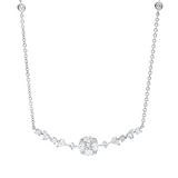 Collier 18 kt WG, 4 Tropfen 0,20ct, 4 Nav.0,25ct, 1 Princ.0,12ct, TW-vsi,10 Brill.0,30ct, TW-si