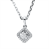 Collier 18 kt WG, ZÖ, 1 Brill. 0,04 ct, TW-si, 20 Brill. 0,06 ct, TW-si, 15 Trap. 0,10 ct, TW-vsi