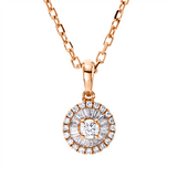 Collier 18 kt RG, ZÖ, 1 Brill. 0,06 ct, TW-si, 20 Brill. 0,06 ct, TW-si, 19 Trap. 0,12 ct, TW-vsi