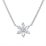 Collier 18 kt WG, 1 Brill. 0,04 ct, TW-pi, 6 Nav. 0,29 ct, TW-pi