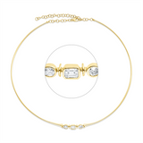Collier 18 kt GG, 1 Sm.schliff 0,33 ct, TW-si, 2 Tropfen 0,33 ct, TW-si