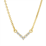 Collier 18 kt GG, Fassung rhodiniert, 7 Brill. 0,05 ct, TW-si