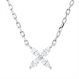 Collier 18 kt WG, 4 Nav. 0,17 ct, TW-si, 1 Brill. 0,06 ct, TW-si