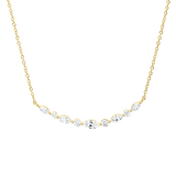 Collier 18 kt GG, mit ZÖ 40 cm, 42,5cm, 1 Nav. 0,10 ct, 4 Nav. 0,23 ct, TW-si,  4 Brill. 0,16 ct, TW-si