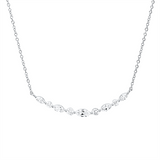 Collier 18 kt WG, mit ZÖ 40 cm, 42,5cm, 1 Nav. 0,09 ct, 4 Nav. 0,18 ct, TW-si, 4 Brill. 0,16 ct, TW-si