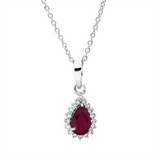 Collier 18 kt WG, mit ZÖ 40 cm, 42,5cm, 18 Dia. 0,09 ct, TW-si, 1 Rubin 0,46 ct rot