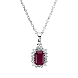 Collier 18 kt WG, mit ZÖ 40 cm, 42,5cm, 18 Dia. 0,11 ct, TW-si, 1 Rubin 0,64 ct rot
