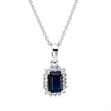 Collier 18 kt WG, mit ZÖ 40 cm, 42,5cm, 18 Dia. 0,11 ct, TW-si, 1 Saphir 0,68 ct blau