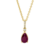 Collier 18 kt GG, mit ZÖ 40 cm, 42,5cm, 1 Brill. 0,01 ct, TW-si, 5 Dia. 0,02 ct, TW-si, 1 Rubin 0,53 ct rot