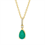 Collier 18 kt GG, mit ZÖ 40 cm, 42,5cm, 1 Brill. 0,01 ct, TW-si, 5 Dia. 0,02 ct, TW-si, 1 Smaragd 0,42 ct grün