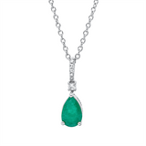 Collier 18 kt WG, mit ZÖ 40 cm, 42,5cm, 1 Brill. 0,01 ct, TW-si, 5 Dia. 0,02 ct, TW-si, 1 Smaragd 0,46 ct grün
