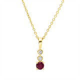 Collier 18 kt GG, mit ZÖ 40 cm, 42,5cm, 2 Brill. 0,03 ct, TW-si, 1 Rubin 0,16 ct rot