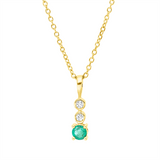 Collier 18 kt GG, mit ZÖ 40 cm, 42,5cm, 2 Brill. 0,03 ct, TW-si, 1 Smaragd 0,16 ct grün