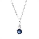 Collier 18 kt WG, mit ZÖ 40 cm, 42,5cm, 1 Brill. 0,02 ct, TW-si, 1 Saphir 0,31 ct blau