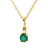 Collier 18 kt GG, 1 Brill. 0,02 ct, TW-si, 1 Smaragd 0,28 ct grün