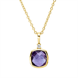 Collier 18 kt GG, mit ZÖ 40 cm, 42,5cm, 1 Brill. 0,02 ct, TW-si, 1 Amethyst 0,85 ct lila
