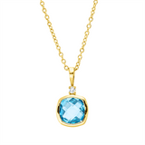 Collier 18 kt GG, mit ZÖ 40 cm, 42,5cm, 1 Brill. 0,02 ct, TW-si, 1 Topas 0,94 ct blau