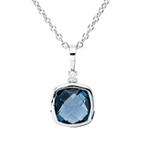 Collier 18 kt WG, mit ZÖ 40 cm, 42,5cm, 1 Brill. 0,02 ct, TW-si, 1 Topas 0,81 ct Lond. blue
