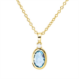 Collier 18 kt GG, mit ZÖ 40 cm, 42,5cm, 1 Brill. 0,02 ct, TW-si, 1 Topas 0,44 ct blau