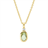 Collier 18 kt GG, mit ZÖ 40 cm, 42,5cm, 1 Brill. 0,02 ct, TW-si, 1 Peridot 0,40 ct