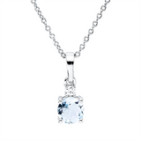 Collier 18 kt WG, mit ZÖ 40 cm, 42,5cm, 1 Brill. 0,03 ct, TW-si, 1 Aquamarin 0,30 ct blau
