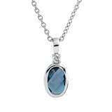 Collier 18 kt WG, mit ZÖ 40 cm, 42,5cm, 1 Brill. 0,02 ct, TW-si, 1 Topas 0,52 ct Lond. blue