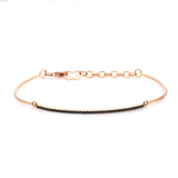 Armband 14 kt RG, Fassung schwarz rhodiniert, 38 Brill. 0,24 ct, schwarz
